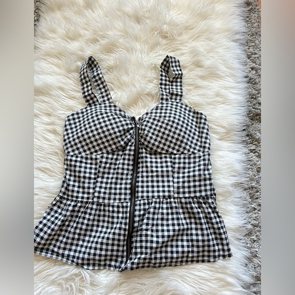 Black & white Gingham Peplum top - Picture 1 of 2